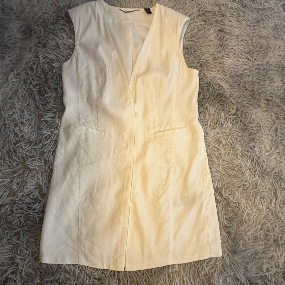 Chico's Linen Blend Cream Sleeveless Long Vest